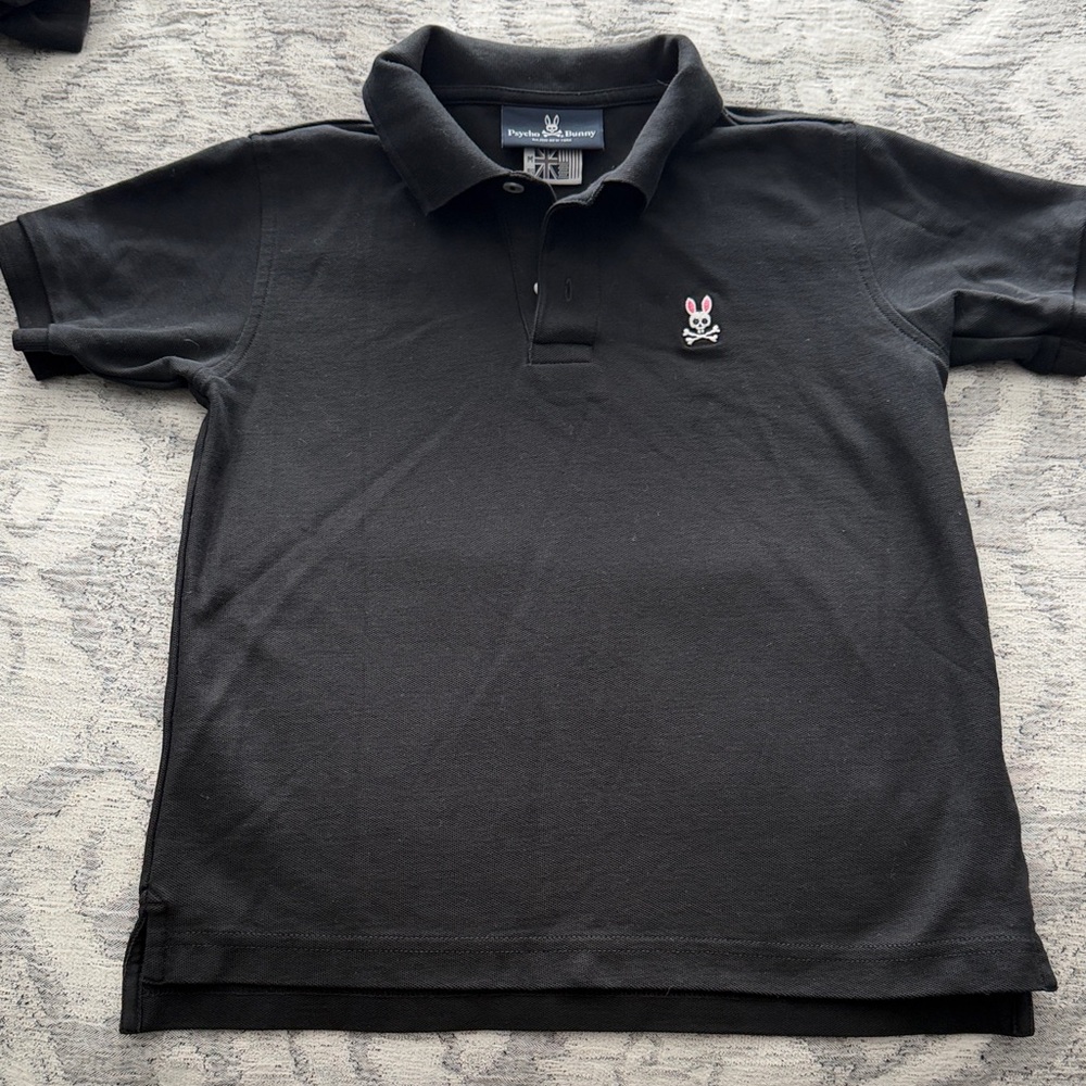Psycho Bunny Black Polo with Pink Bunny Logo